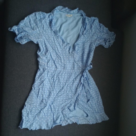 For Love and Lemons Blue White Sweetheart Wrap Mini Dress SOLD OUT - Picture 4 of 5